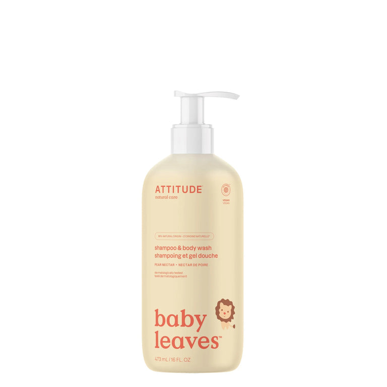 Shampoo & gel de baño natural Baby Leaves Pear Nectar 473ml - SHAMPOO 2 en 1 BABY LEAVES ATTITUDE PEAR NECTAR