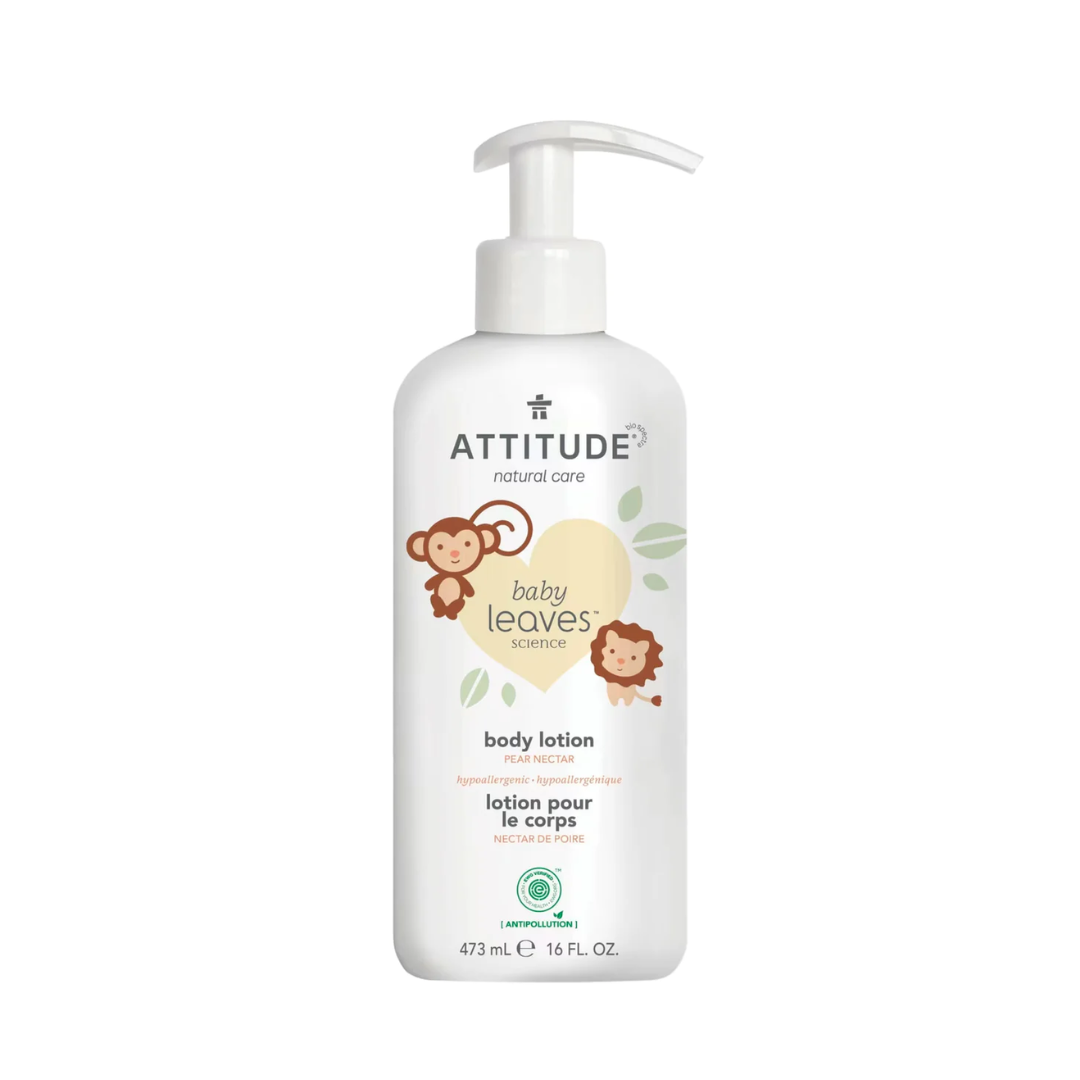 Crema Corporal Natural Baby Leaves Pear Nectar 473 ml - LOTION BABY LEAVES PEAR NECTAR ATTITUDE