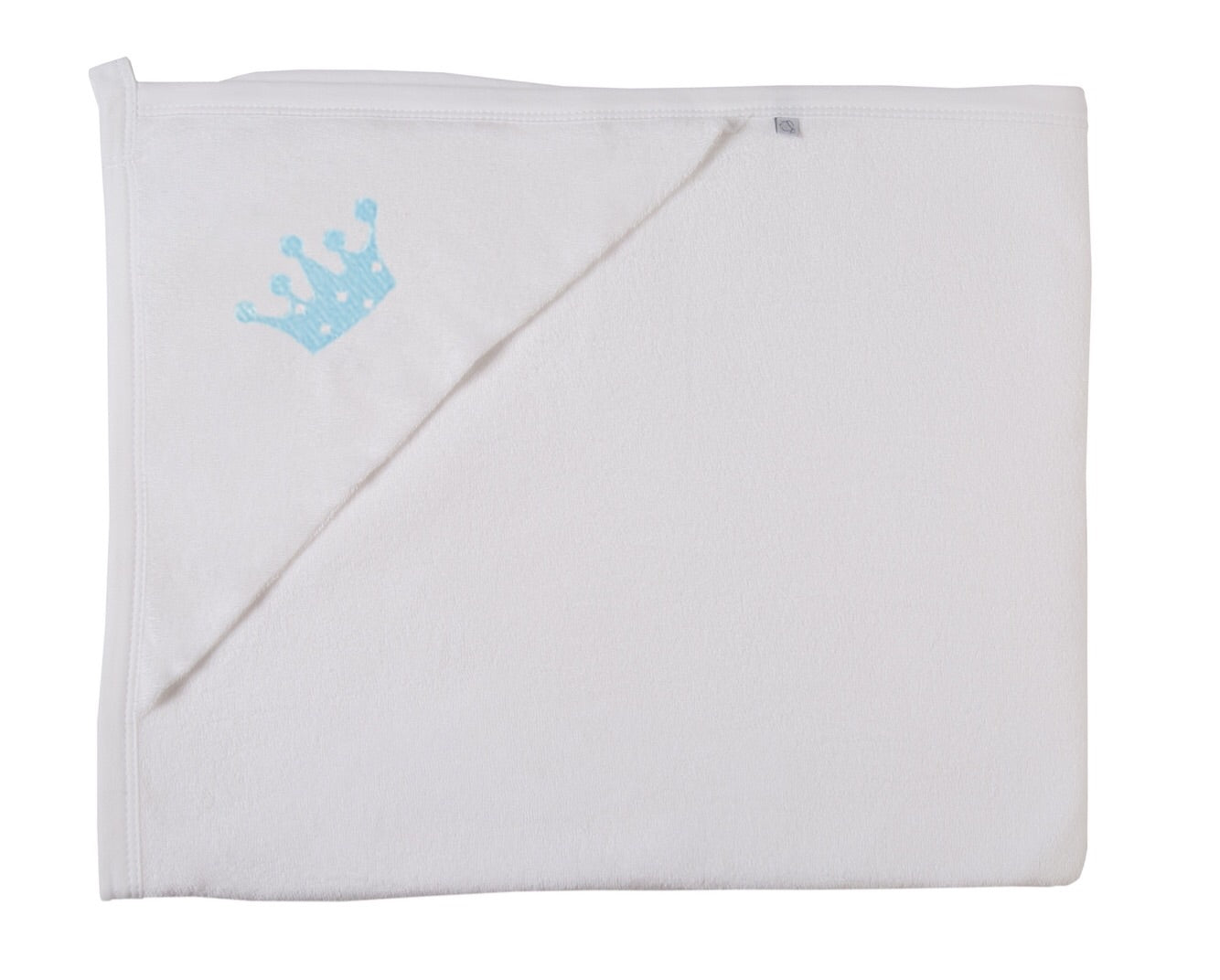 Toalla Bebé Corona Celeste c/ Puntos Blancos