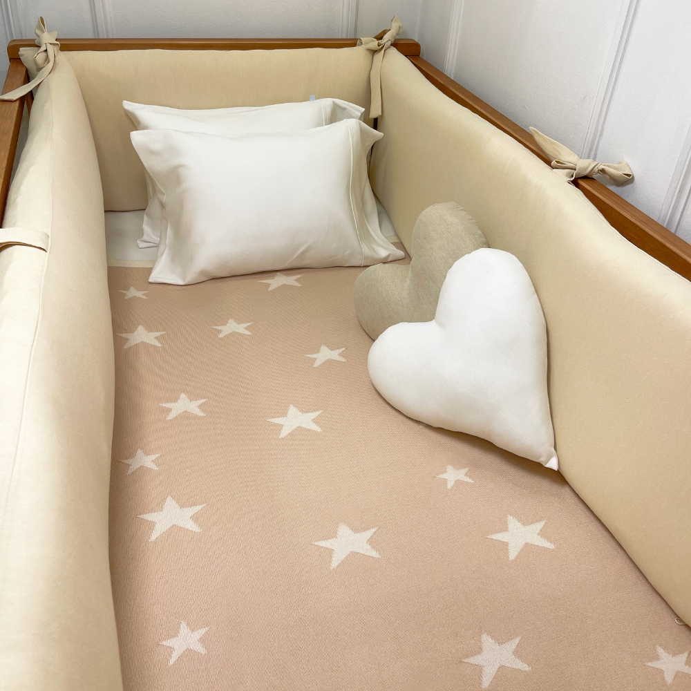 Manta Tejida Estellas Beige - Reversible