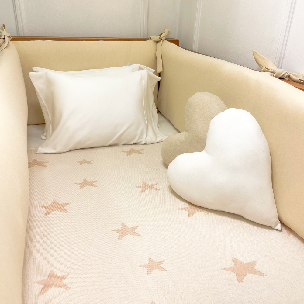Manta Tejida Estellas Beige - Reversible