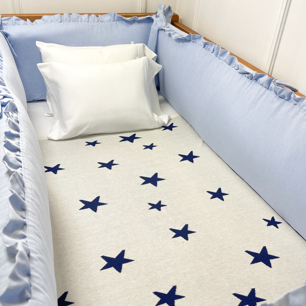 Manta Tejida Estellas Azul - Reversible