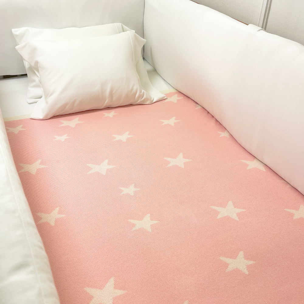 Manta Tejida Estellas Rosado - Reversible