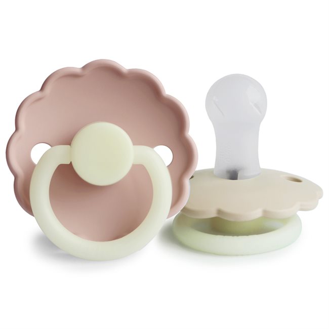 FRIGG Daisy - Round Silicone 2-Pack Pacifiers - Blush night/Cream night - Size 2