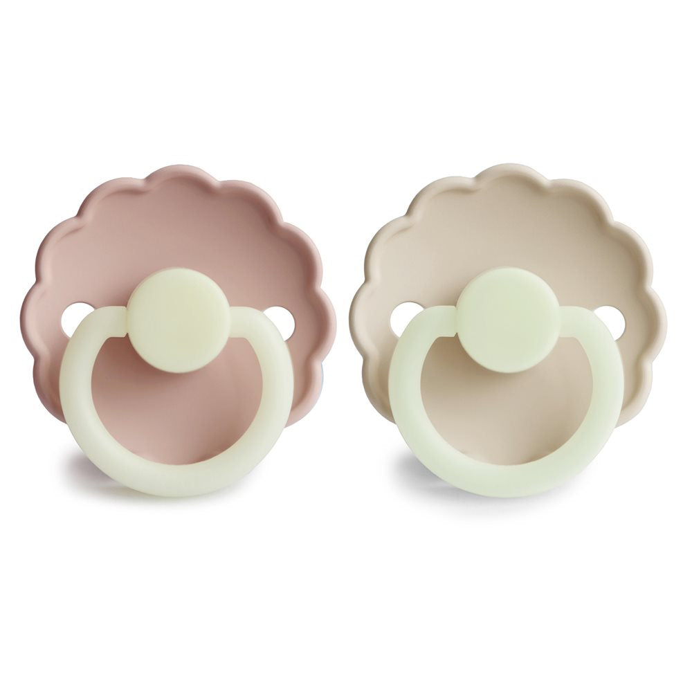 FRIGG Daisy - Round Silicone 2-Pack Pacifiers - Blush night/Cream night - Size 2