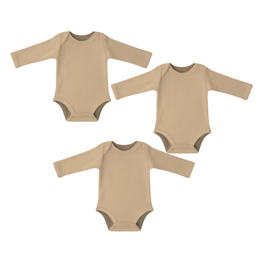 Pack 3 Body Manga Larga - Beige