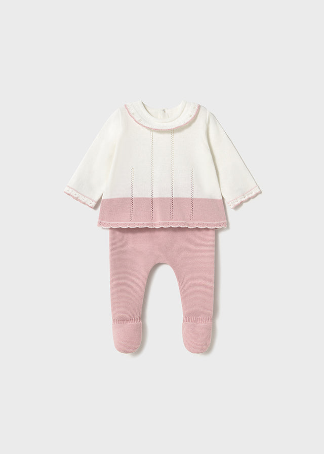 Conjunto Tejido Rosa Bebe