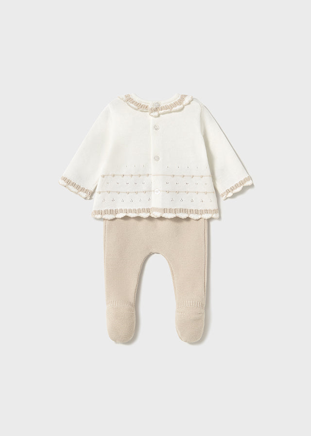 Conjunto Polaina Tricot Beige