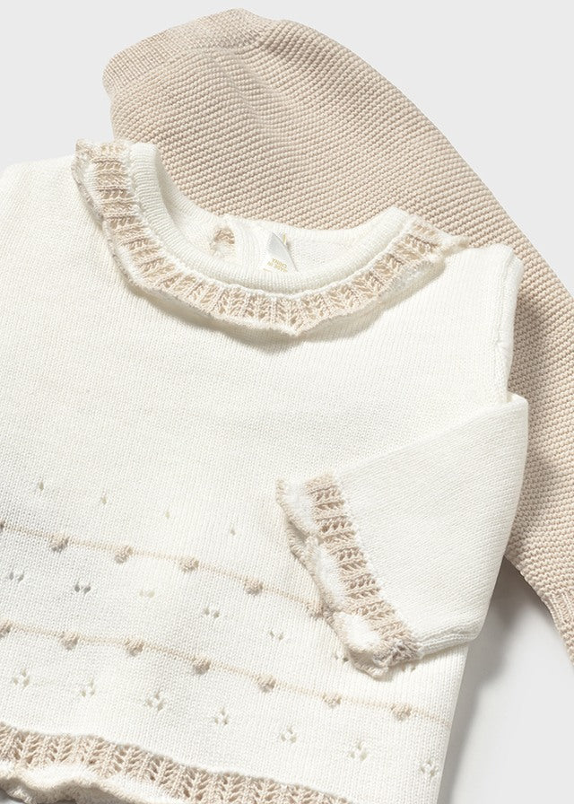 Conjunto Polaina Tricot Beige