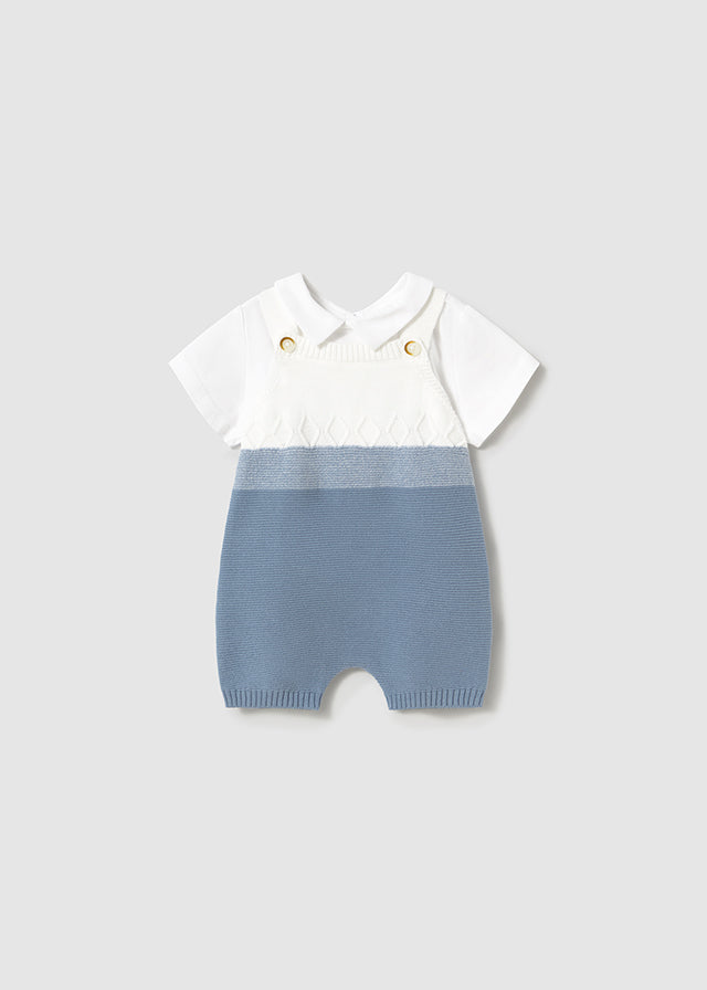 Conjunto Peto Tricot Acero/Blanco