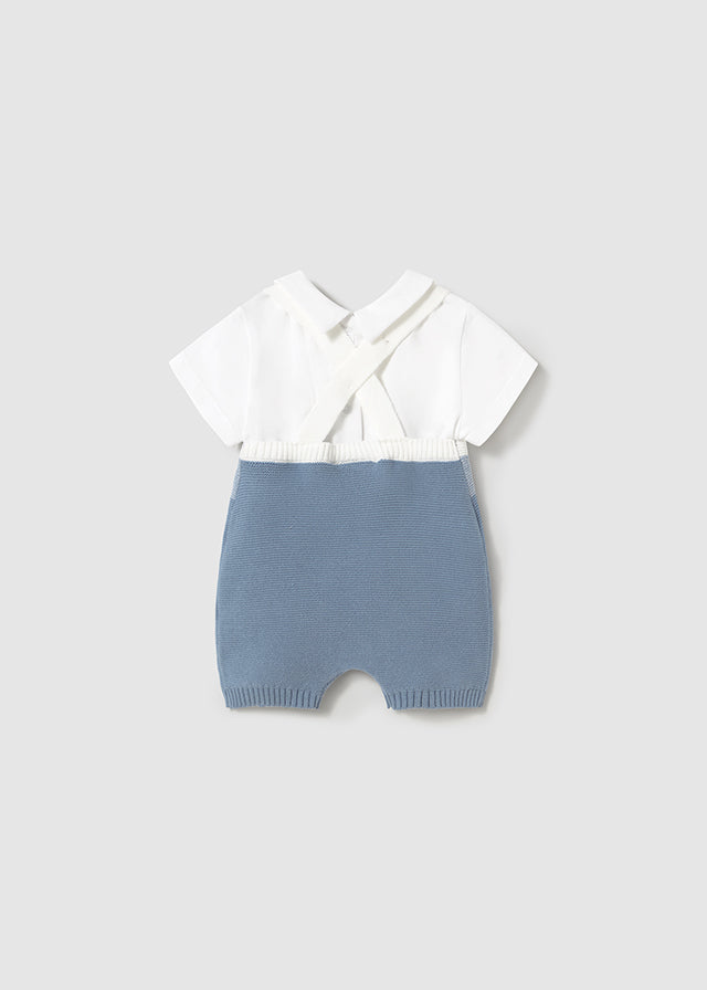 Conjunto Peto Tricot Acero/Blanco
