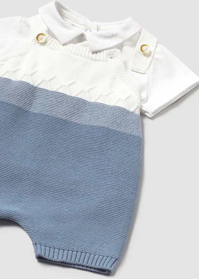 Conjunto Peto Tricot Acero/Blanco