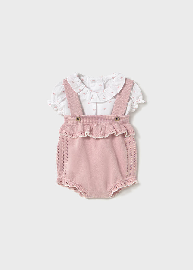 Conjunto Peto Tricot Rosa