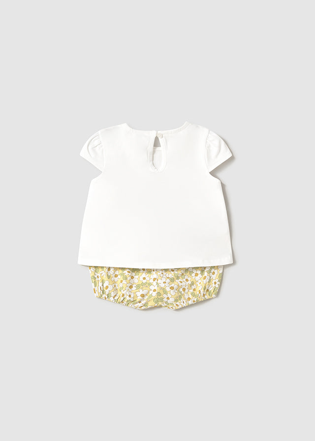 Conjunto Bebe Flores Amarillo/Blanco