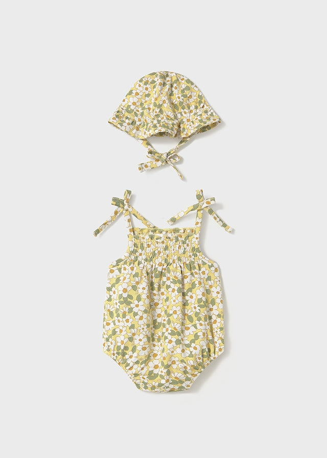Romper con Gorro Niña Flores Amarillas