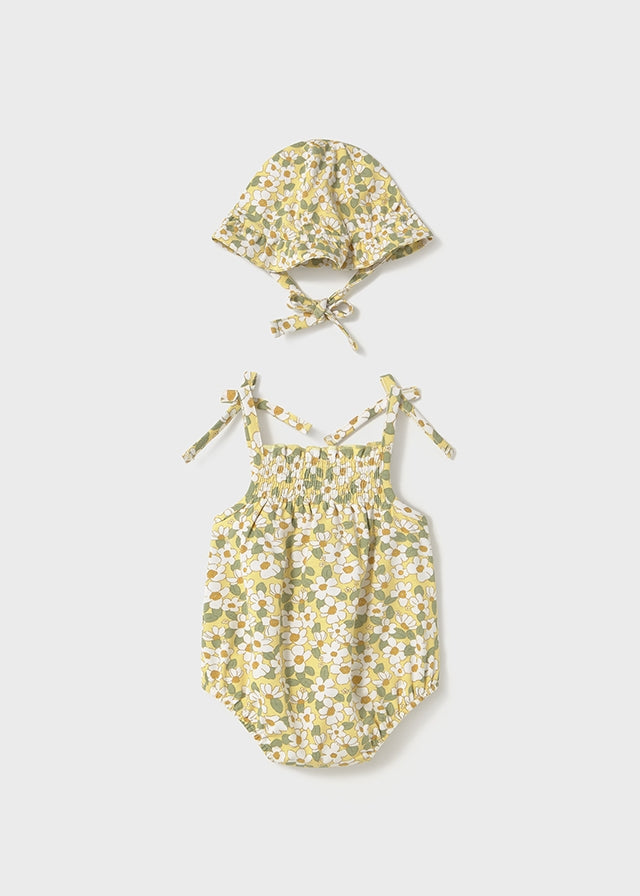 Romper con Gorro Niña Flores Amarillas