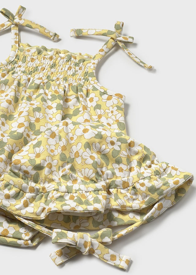 Romper con Gorro Niña Flores Amarillas