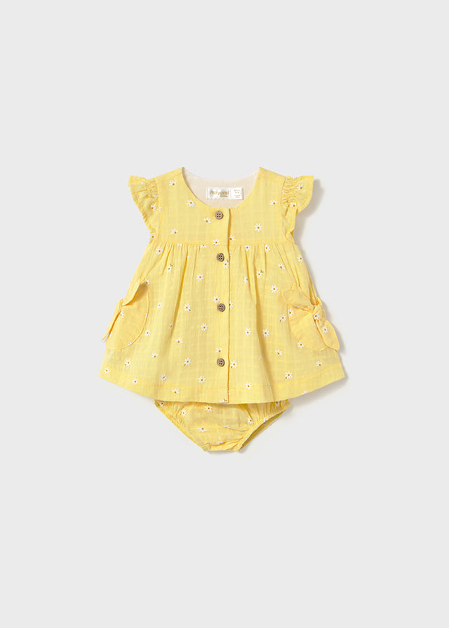 Vestido Plana Amarillo Flores