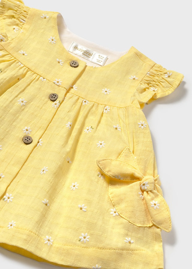 Vestido Plana Amarillo Flores