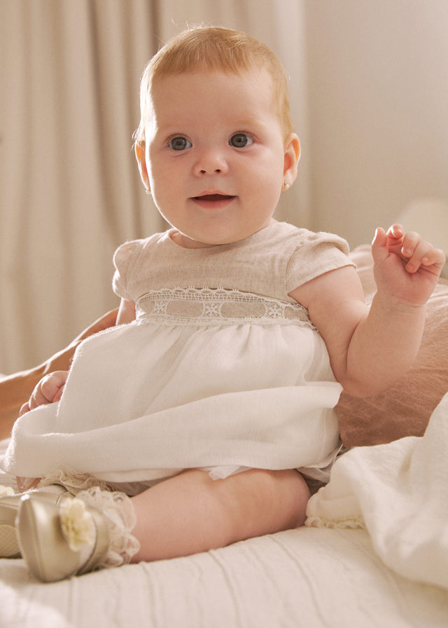 Vestido Ceremonia Lino Blanco/Beige