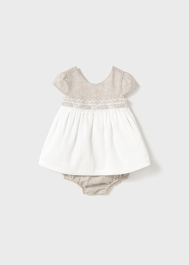 Vestido Ceremonia Lino Blanco/Beige