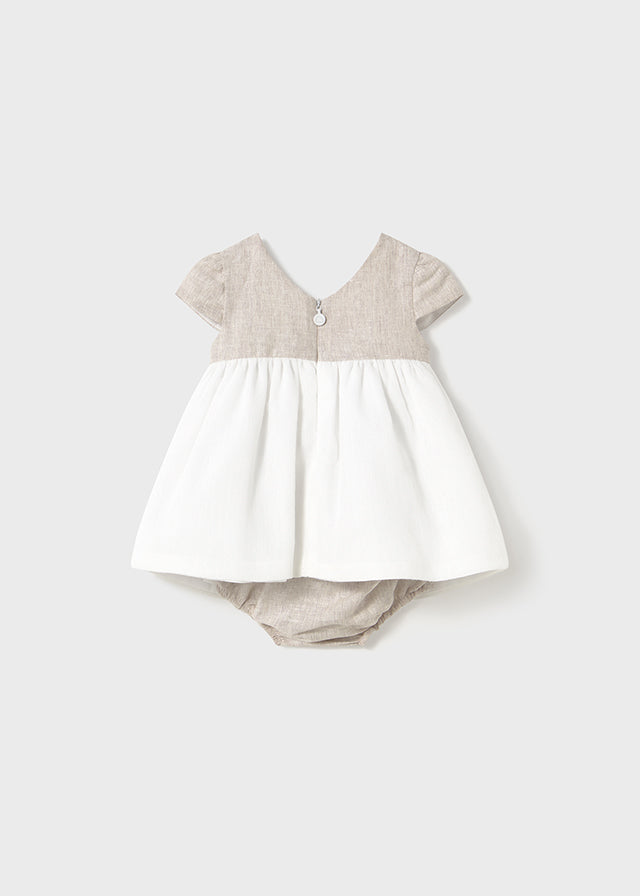 Vestido Ceremonia Lino Blanco/Beige