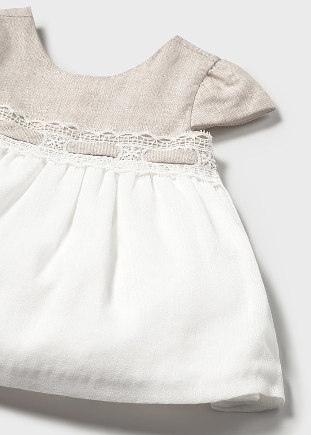 Vestido Ceremonia Lino Blanco/Beige