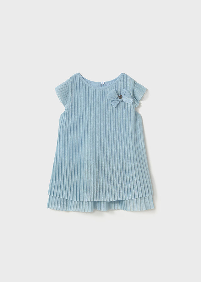 Vestido Tul Plisado Cielo