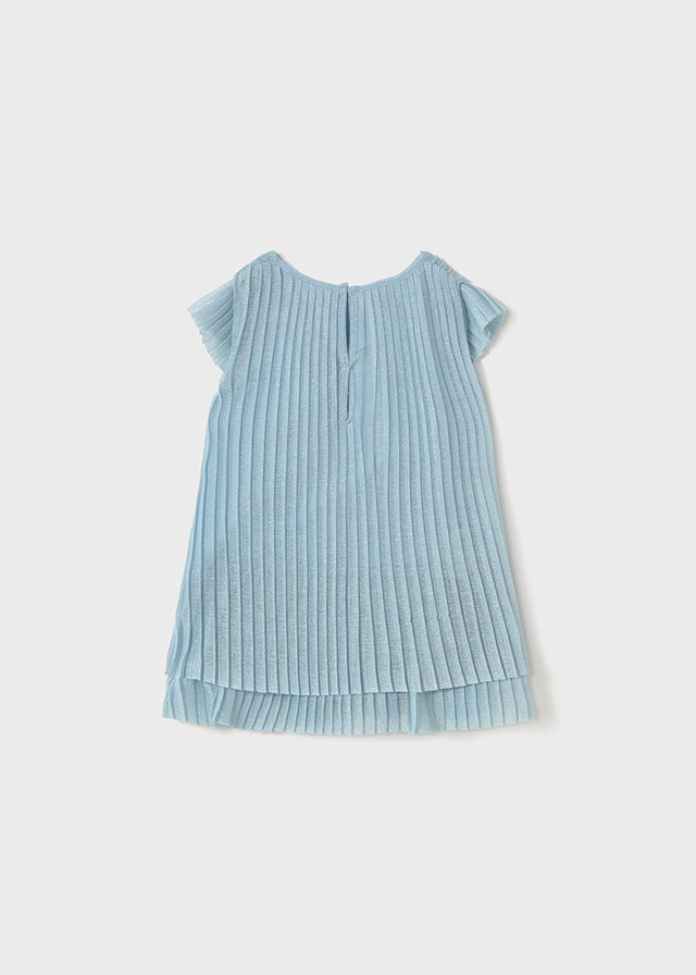 Vestido Tul Plisado Cielo