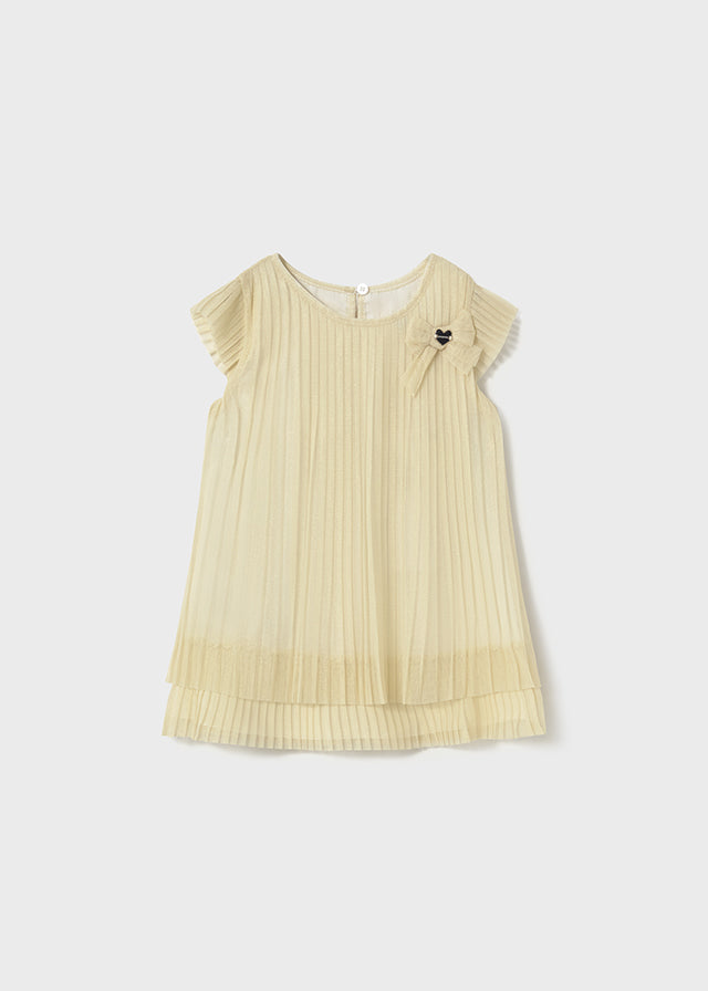 Vestido Tul Plisado Champagne