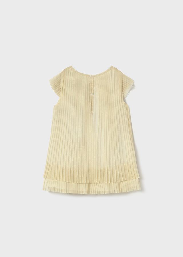 Vestido Tul Plisado Champagne