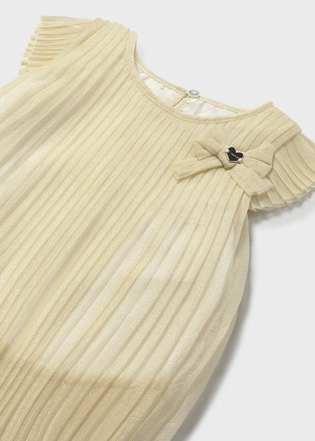Vestido Tul Plisado Champagne