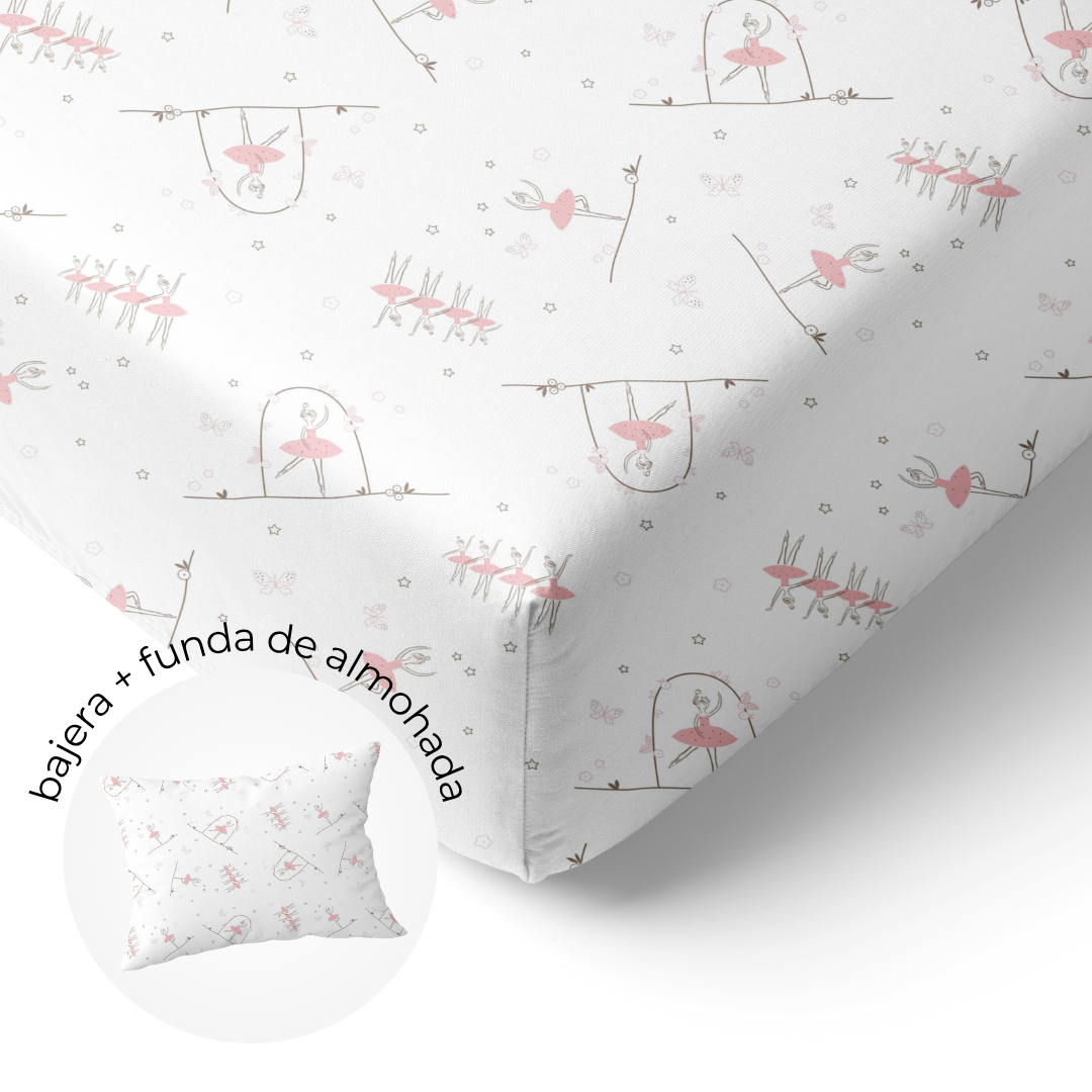 Sábana Bajera Cuna + Funda de Almohada Bailarina