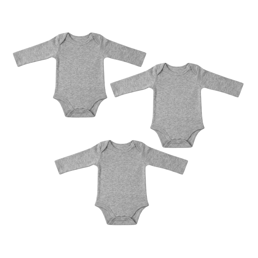 Pack 3 Body Manga Larga - Gris