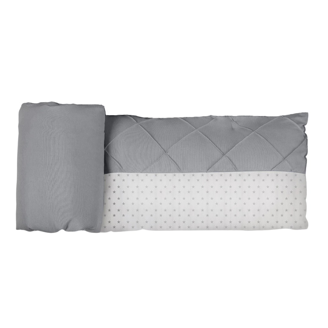 Protector Estampado Cuna Estrellitas Grises (Rombo Gris/Reverso Gris)