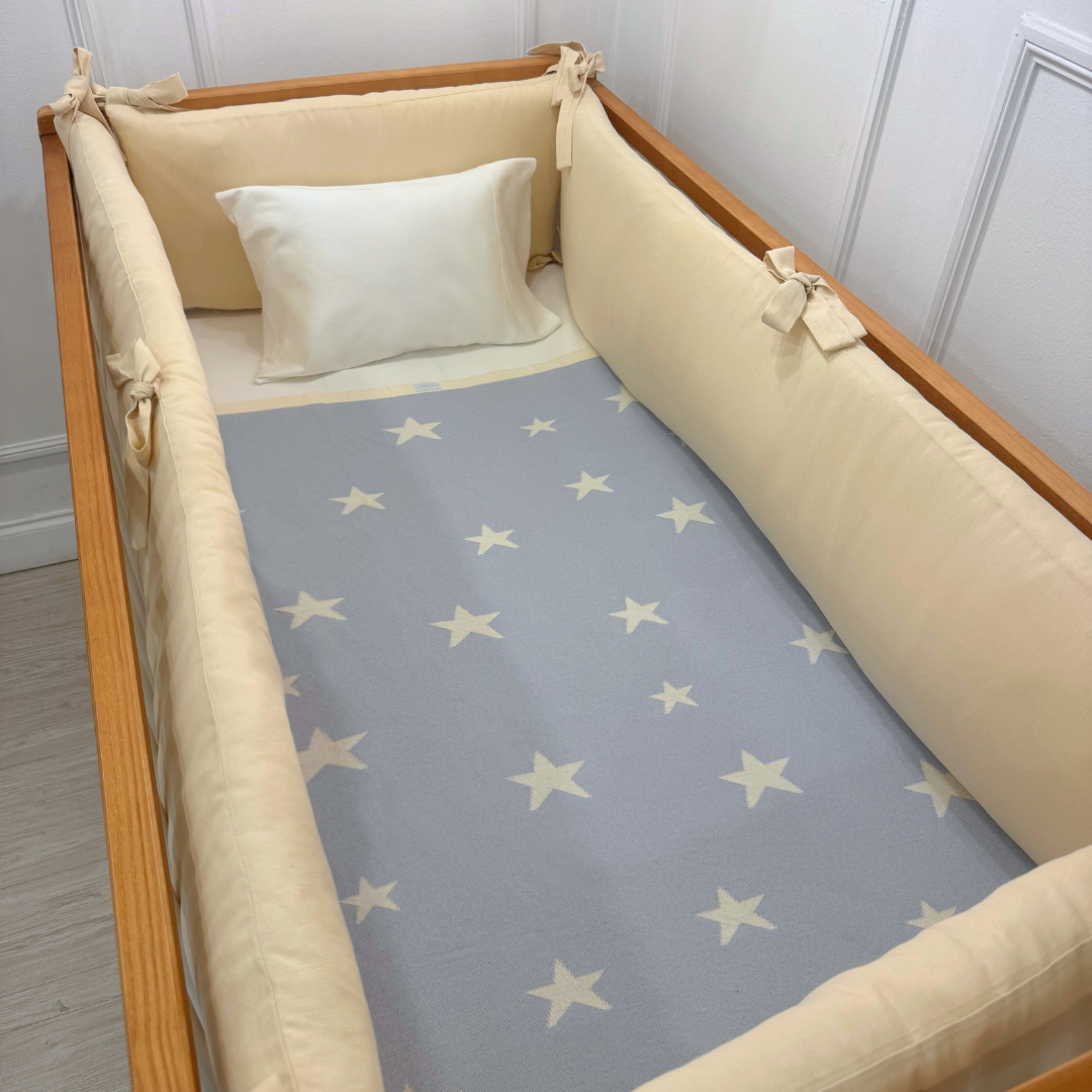 Manta Tejida Estellas Celeste - Reversible