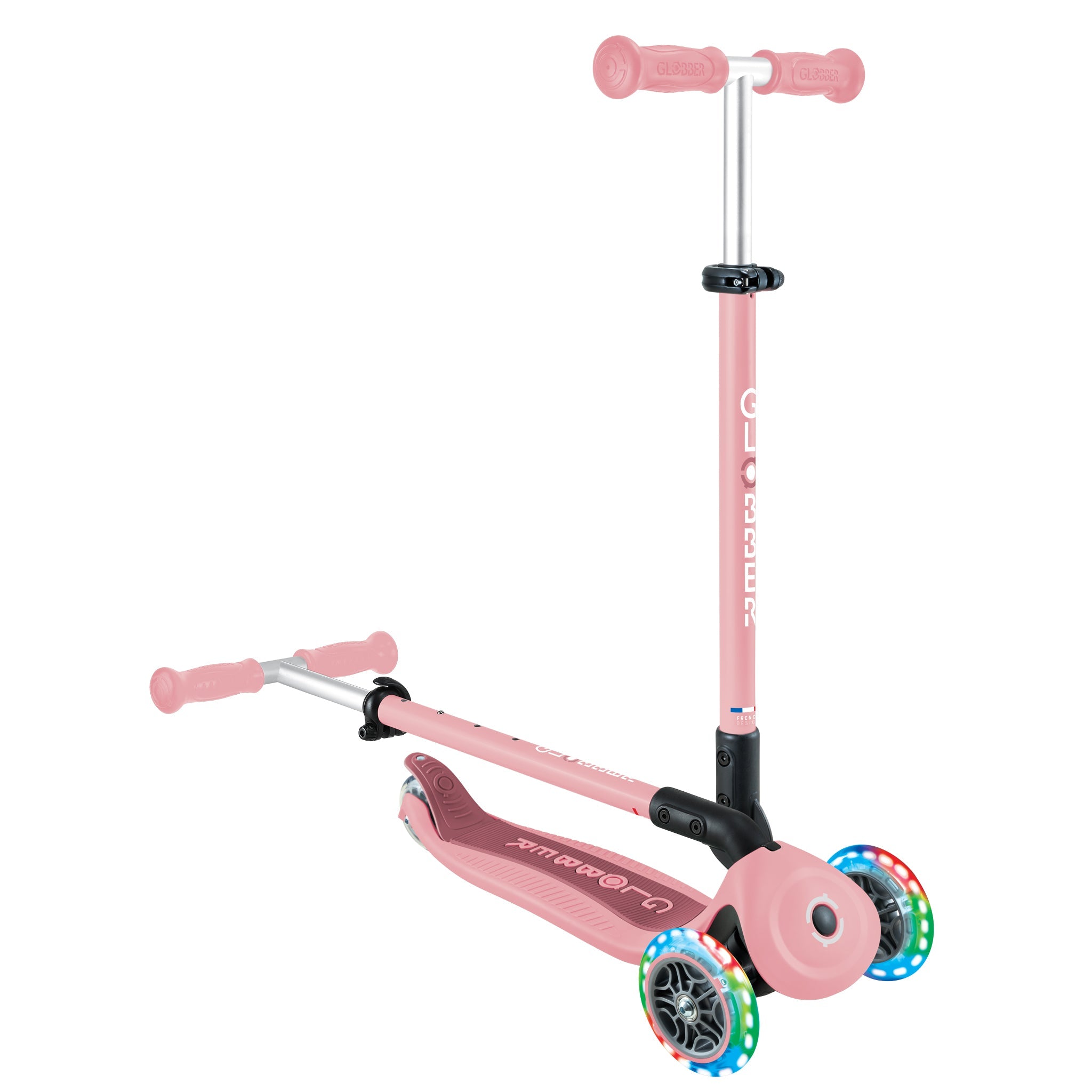 Scooter Go Up Plegable Rosado Pastel Led Lights
