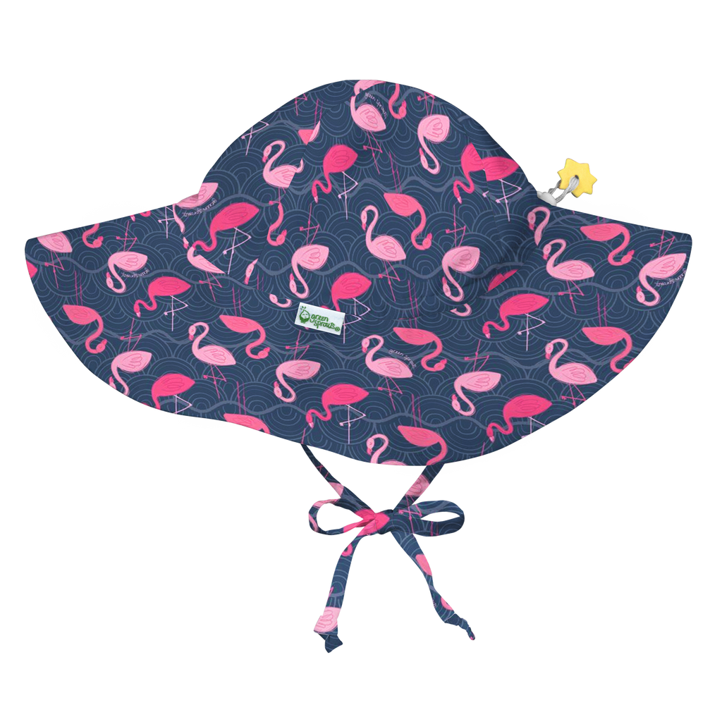 Brim Hat - Navy Wavy Flamingos