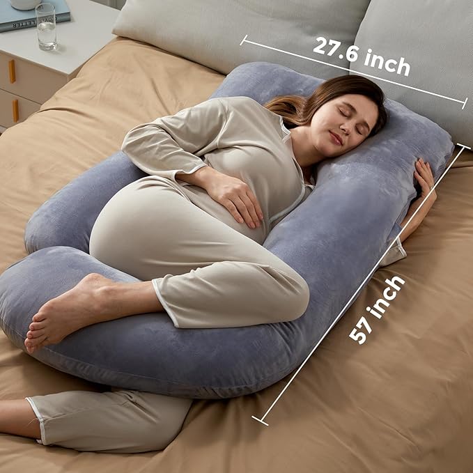 Almohada de Embarazo y Maternidad - Cuerpo completo en forma de U (Gris)