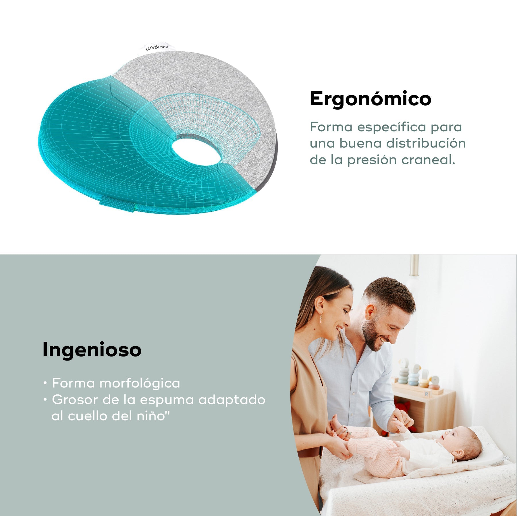 Lovenest: Protector de cabeza ergonómico color Blanco - Babymoov