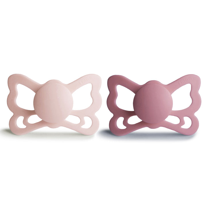 FRIGG Butterfly - Anatomical Silicone 2-pack Pacifiers - Blush/Cedar- Size 2