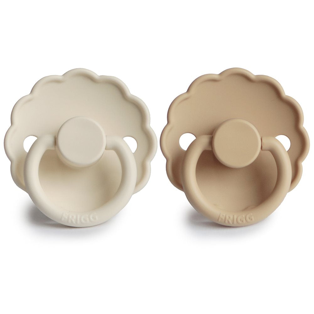 FRIGG Daisy - Round Silicone 2-Pack Pacifiers - Cream/Croissant Size 2