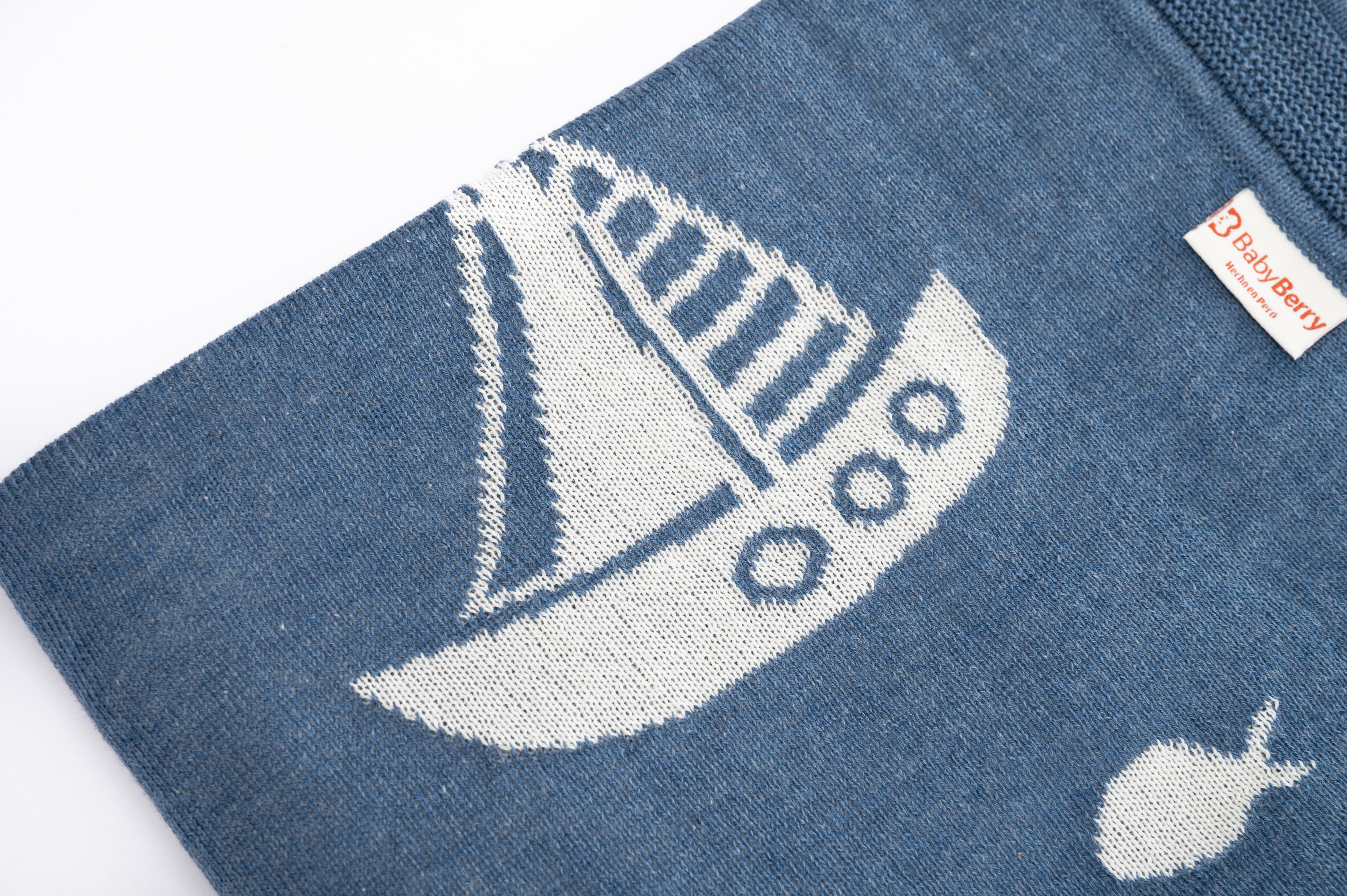 Manta Jacquard del Mar Acero
