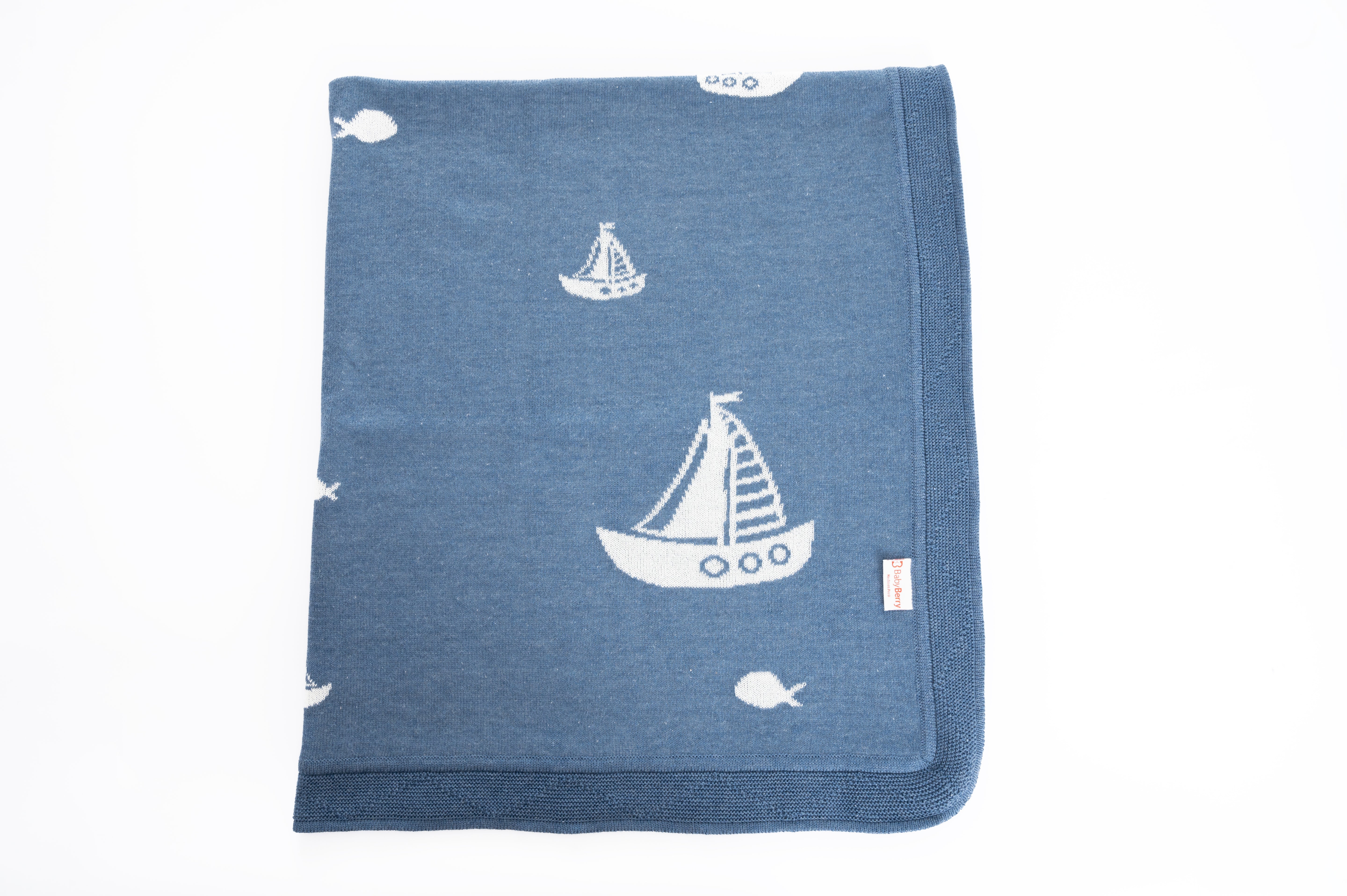 Manta Jacquard del Mar Acero