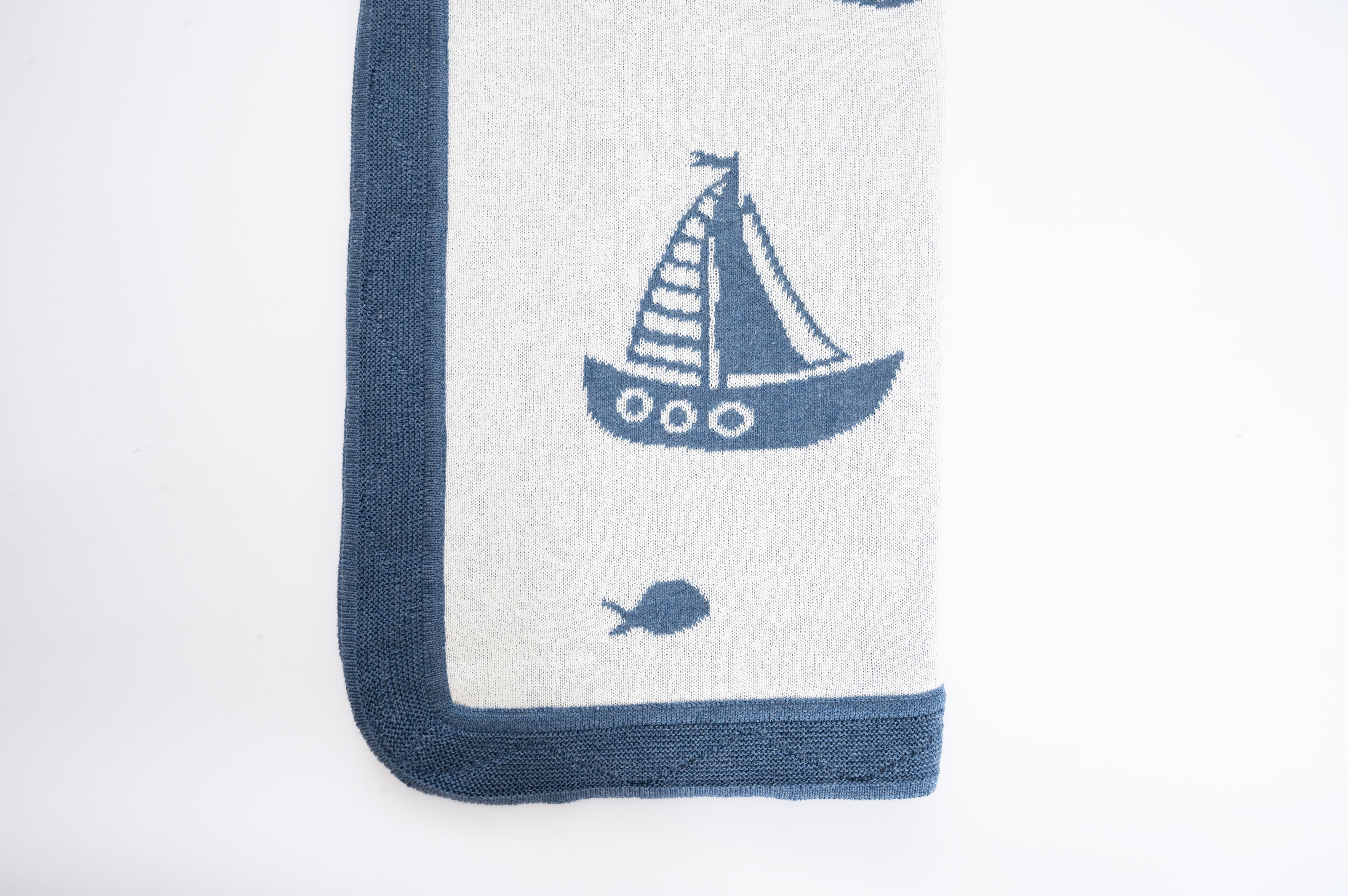 Manta Jacquard del Mar Acero
