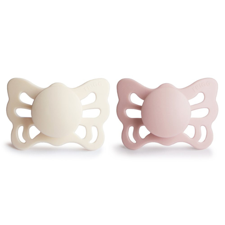 FRIGG Butterfly - Anatomical Silicone 2-pack Pacifiers - Cream/Blush Size 2