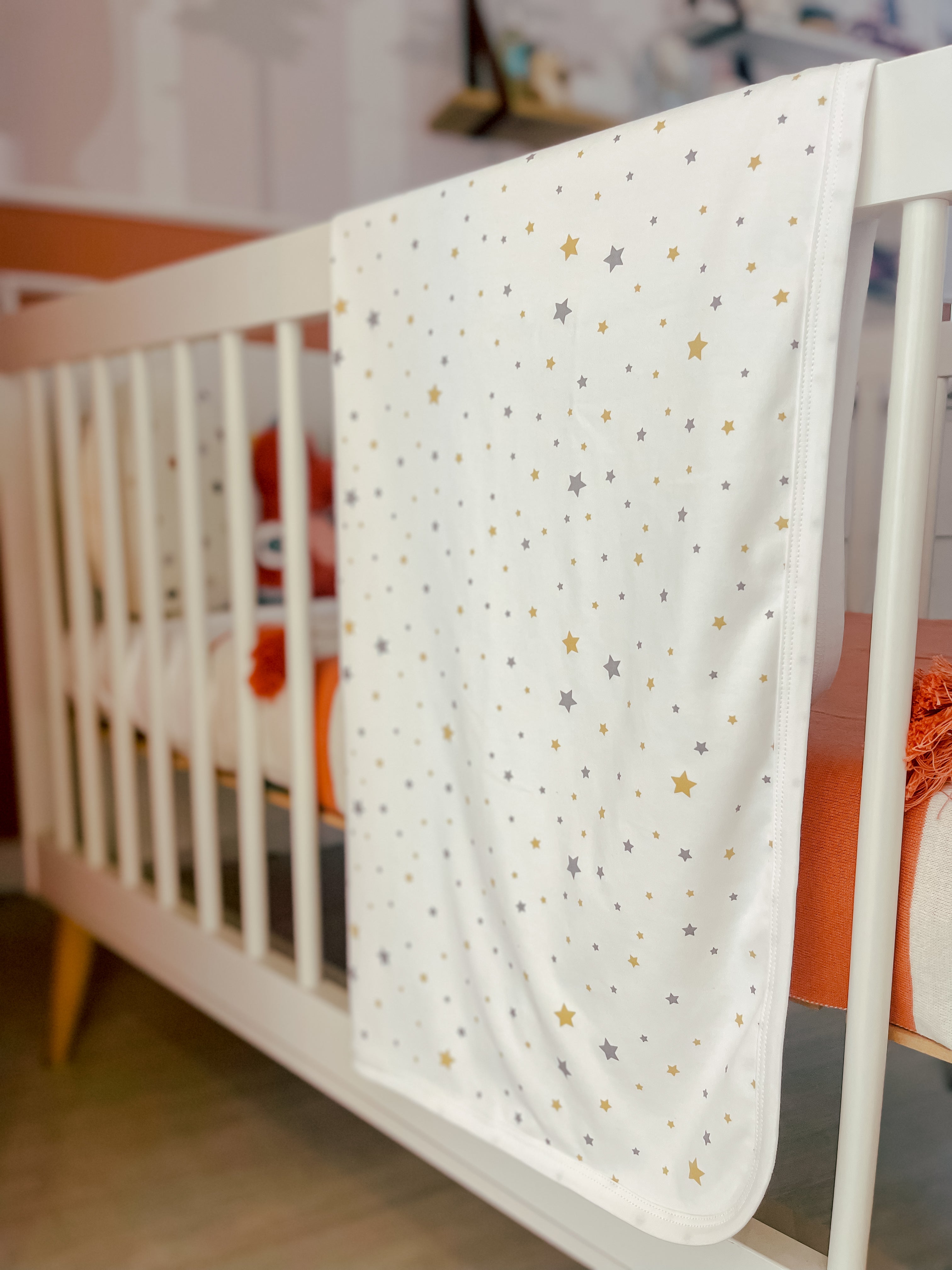 Manta Pima con Pima Estrellas Celeste con Beige