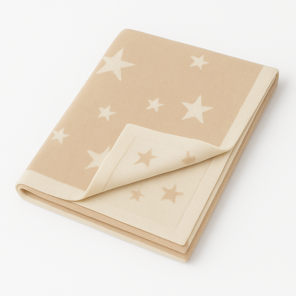 Manta Tejida Estellas Beige - Reversible