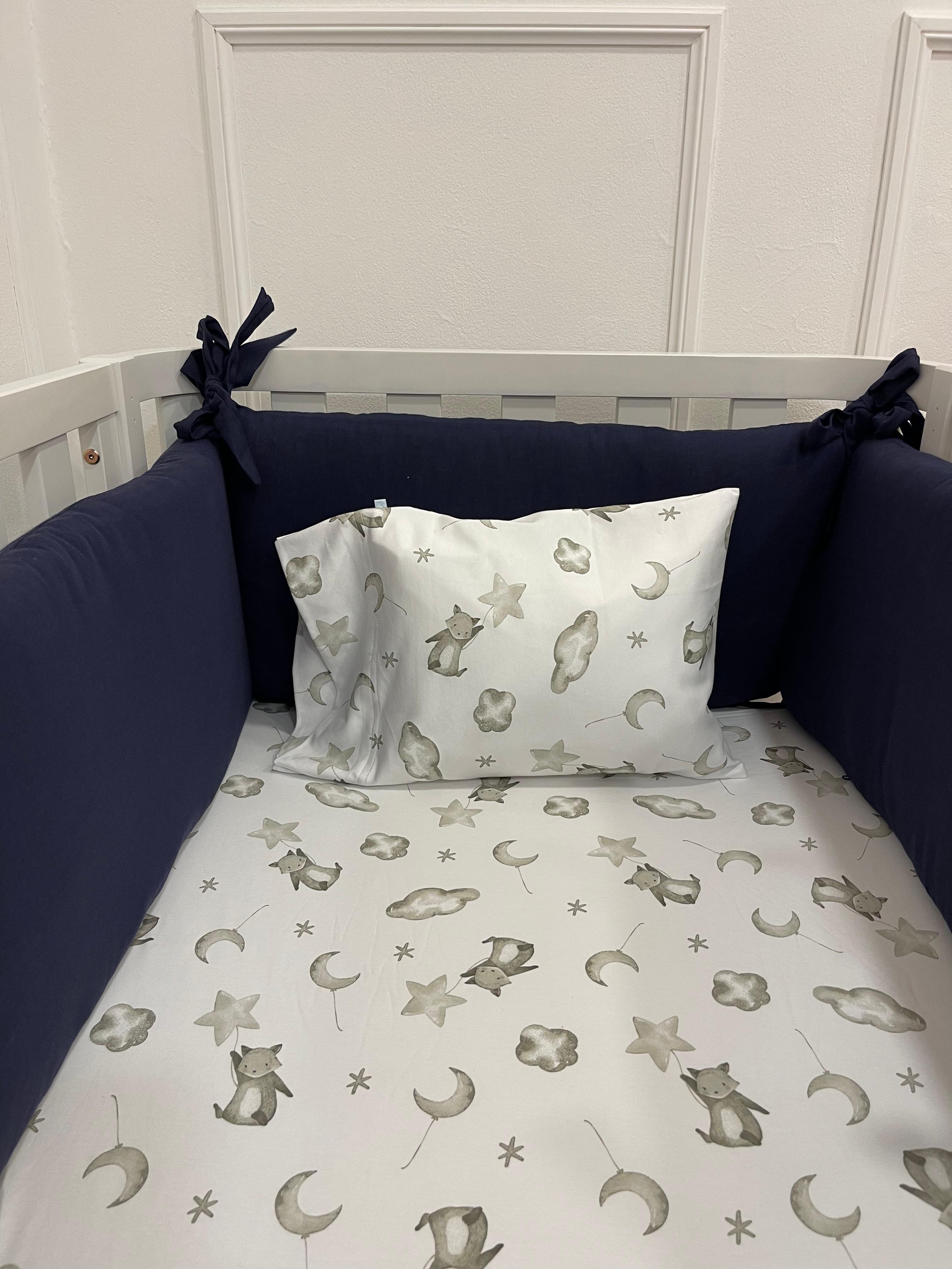 Protector de Cuna Lino Azul Noche