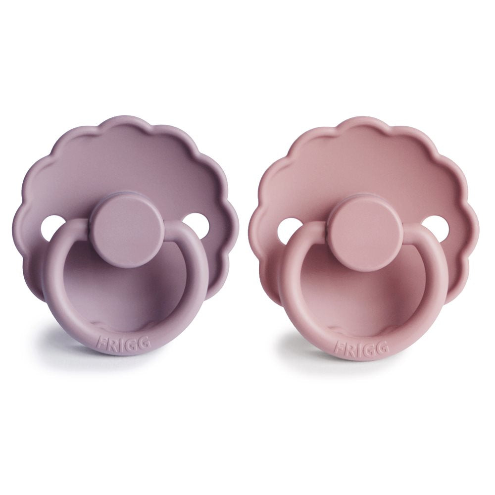 FRIGG Daisy - Round Silicone 2-Pack Pacifiers - Baby Pink/Soft lilac size 2